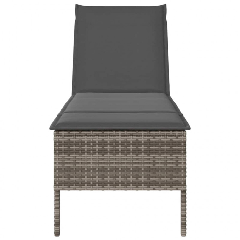 Leżak z poduszką Szary 55x200x44cm Polirattan
