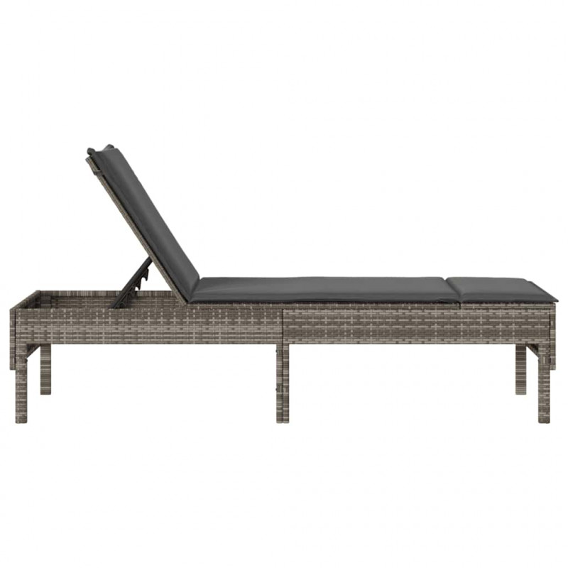 Leżak z poduszką Szary 55x200x44cm Polirattan