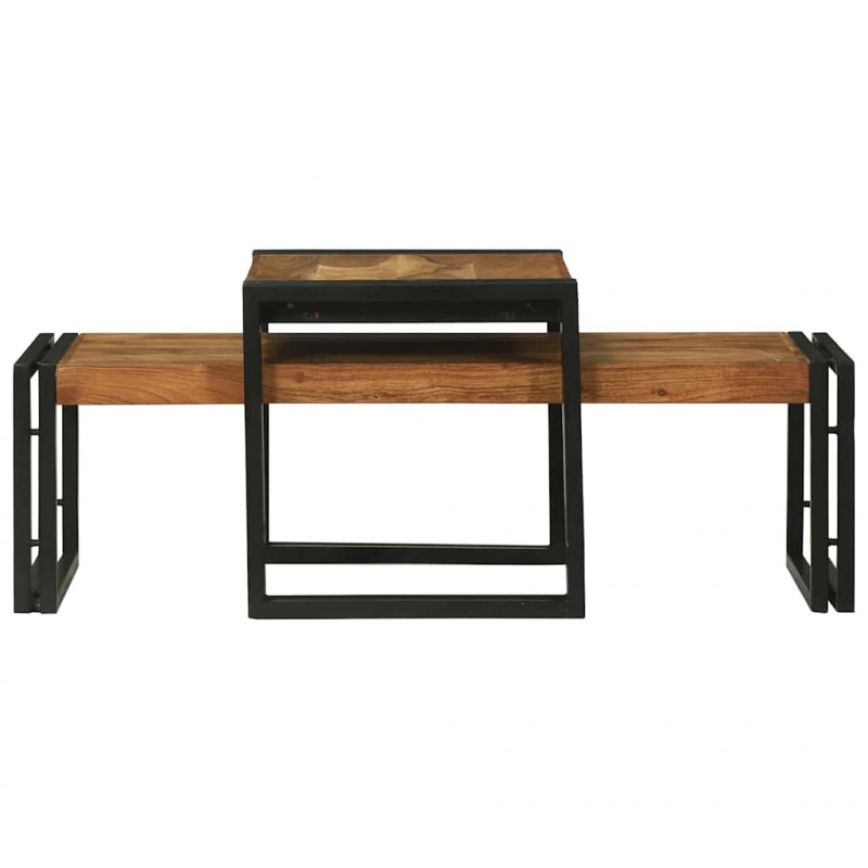 Stolik kawowy 2 pcs Brązowy 48 x 40 x 40 cm Lite Drewno Akacji