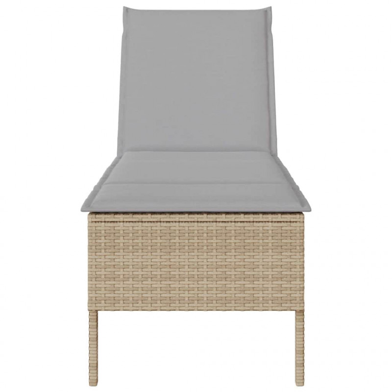 Leżak z poduszką beżowy 55x200x44cm polirattan