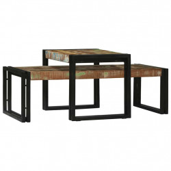 Stolik kawowy 2 pcs Wielokolorowe Lite Drewno Recyklingowe