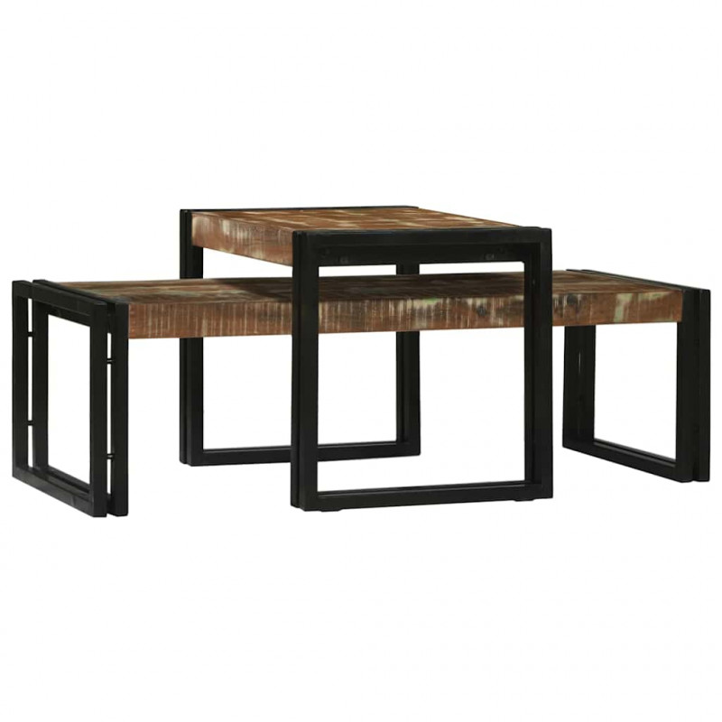 Stolik kawowy 2 pcs Wielokolorowe Lite Drewno Recyklingowe