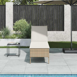 Leżak z poduszką beżowy 55x200x44cm polirattan