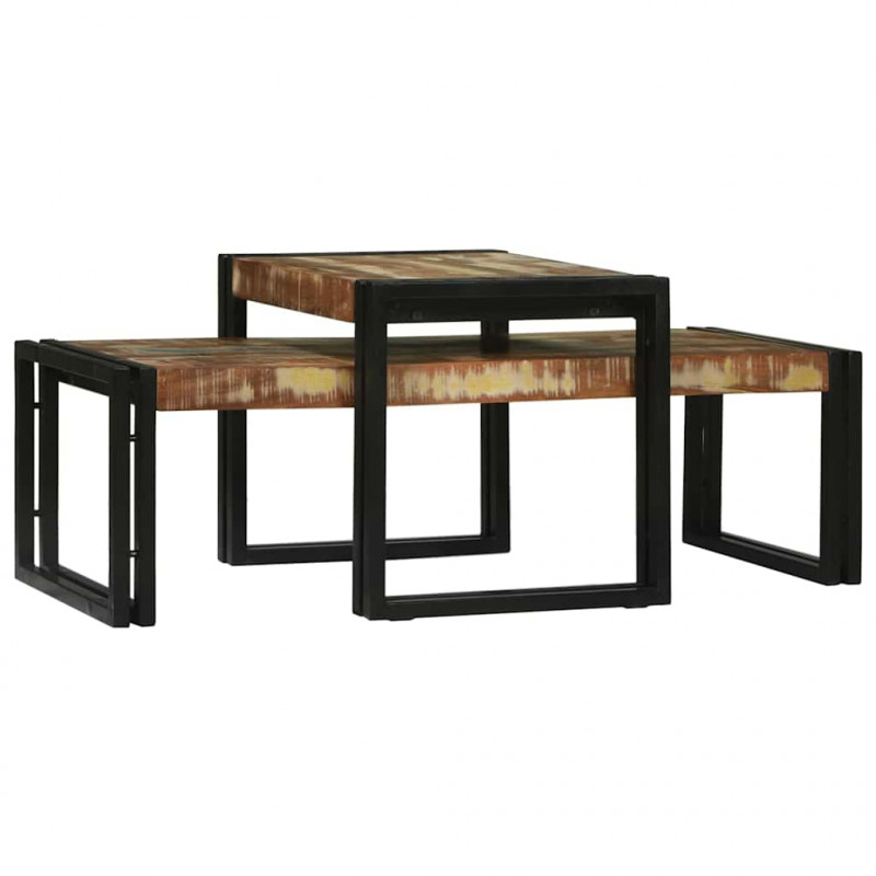 Stolik kawowy 2 pcs Wielokolorowe Lite Drewno Recyklingowe