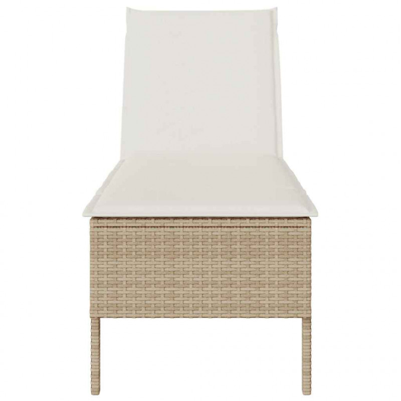 Leżak z poduszką beżowy 55x200x44cm polirattan