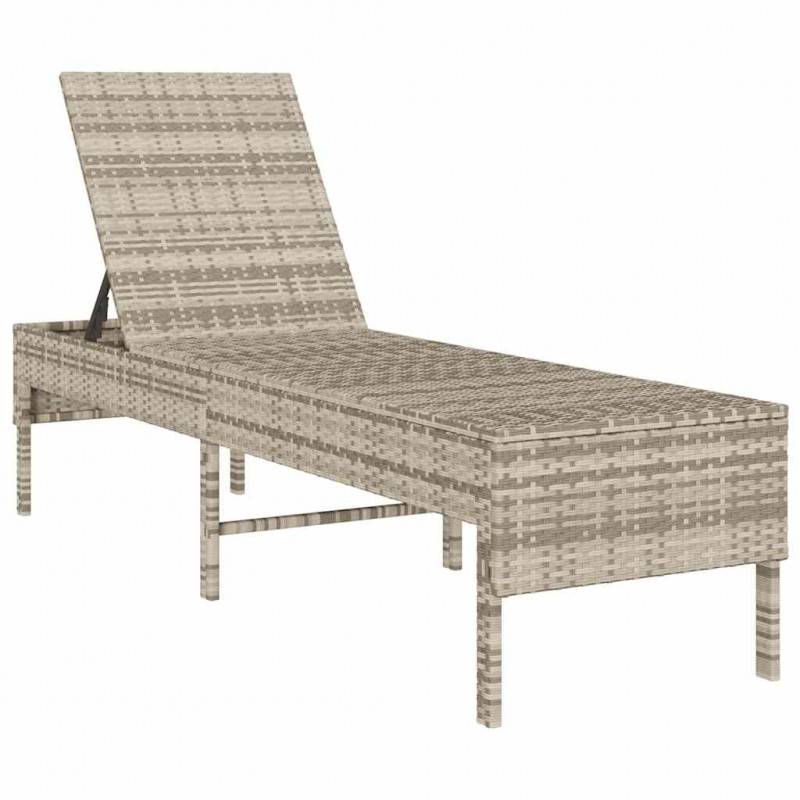 Leżak z poduszką Jasnoszary 55x200x44cm Polirattan