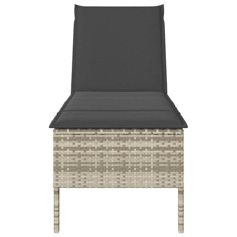 Leżak z poduszką Jasnoszary 55x200x44cm Polirattan