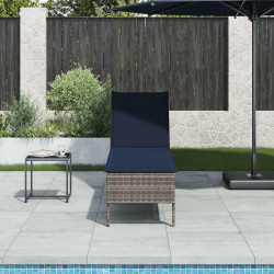 Leżak z poduszką Szary 55x200x44cm Polirattan