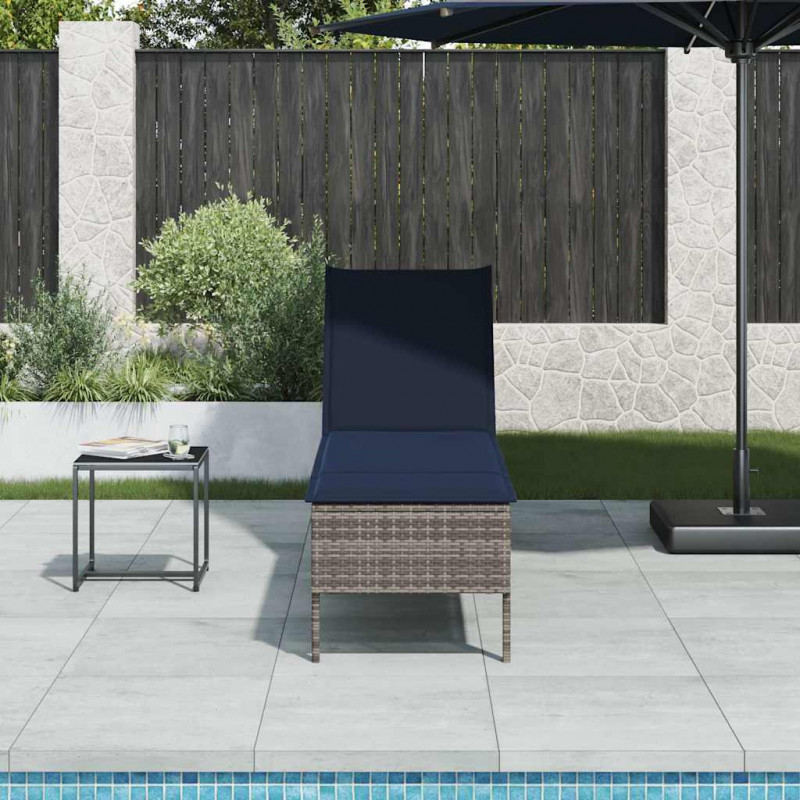 Leżak z poduszką Szary 55x200x44cm Polirattan