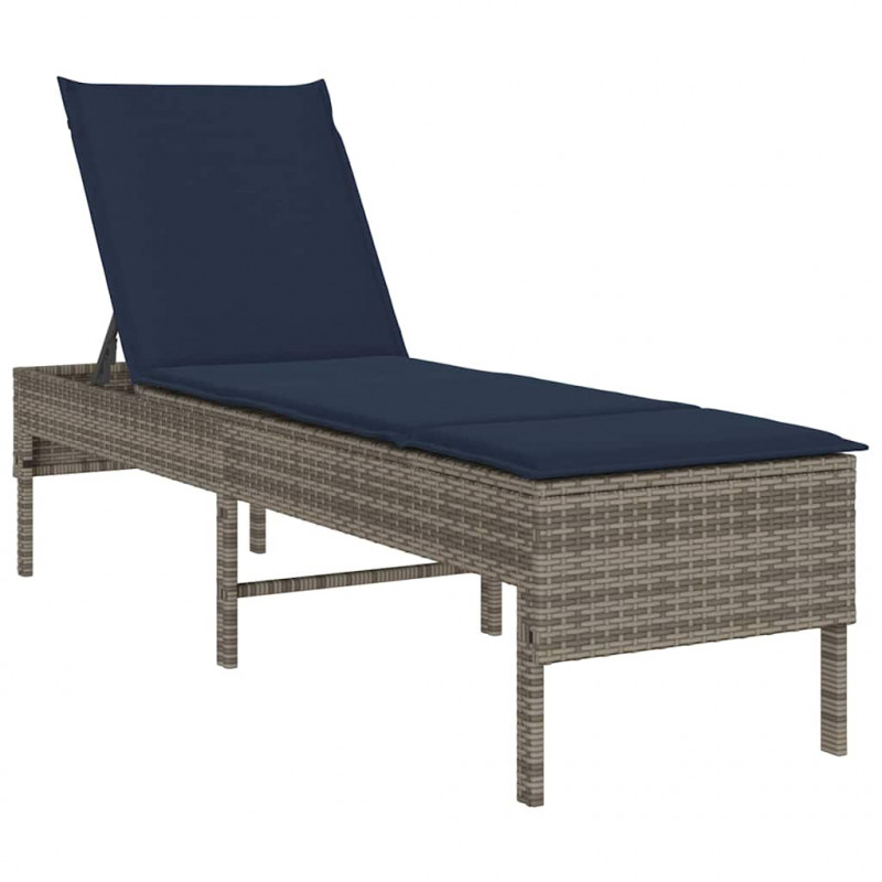 Leżak z poduszką Szary 55x200x44cm Polirattan