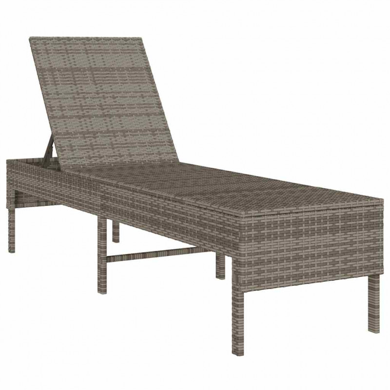 Leżak z poduszką Szary 55x200x44cm Polirattan