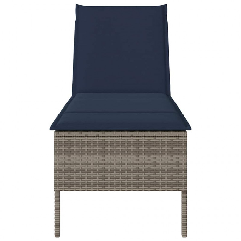Leżak z poduszką Szary 55x200x44cm Polirattan
