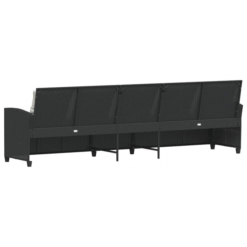 Sofa ogrodowa 5-osobowa z poduszkami Czarny polirattan