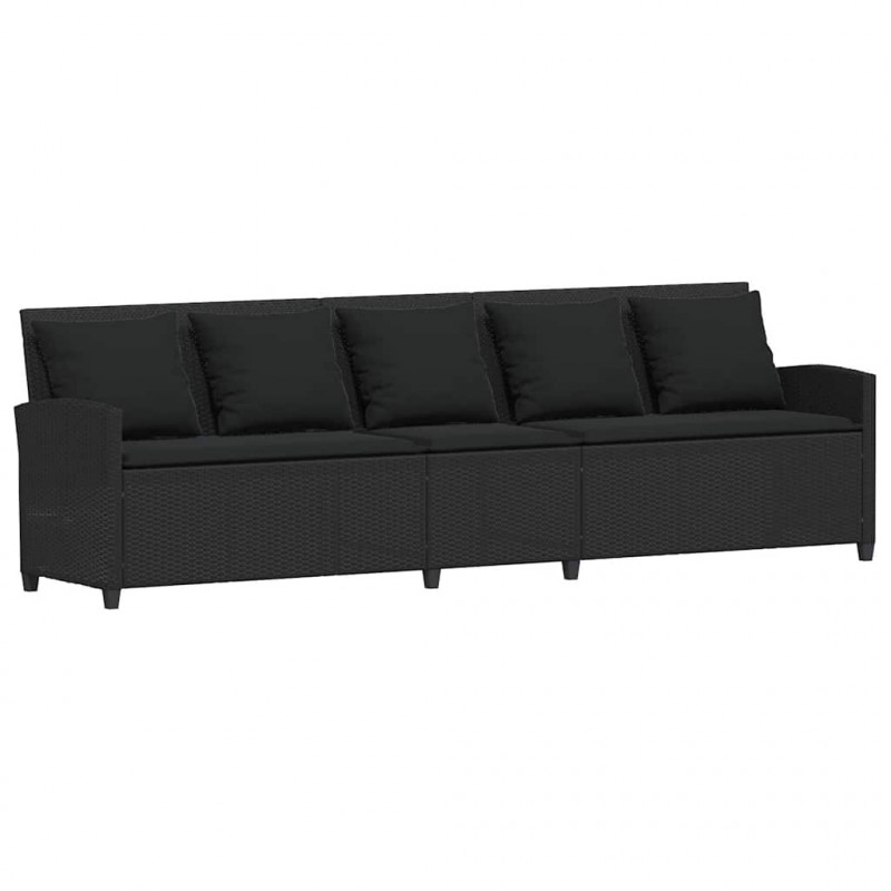 Sofa ogrodowa 5-osobowa z poduszkami Czarny polirattan
