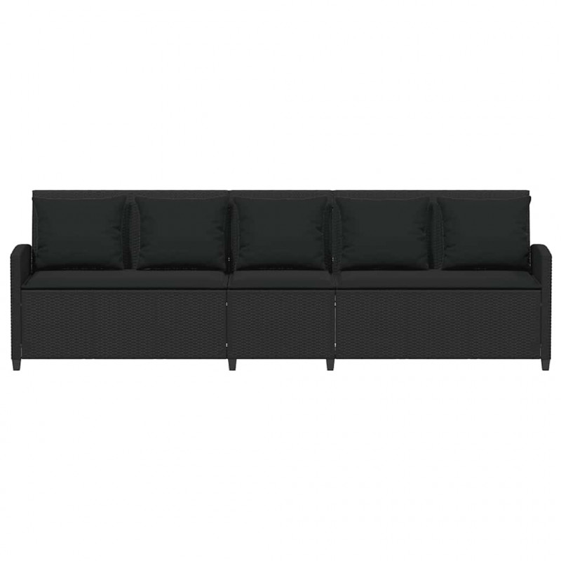 Sofa ogrodowa 5-osobowa z poduszkami Czarny polirattan