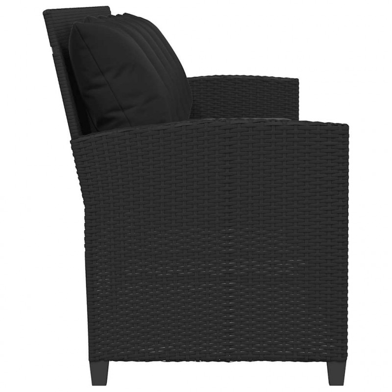 Sofa ogrodowa 5-osobowa z poduszkami Czarny polirattan