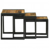 Stolik Nesting 3 pcs Brązowy i czarny Lite drewno mango i metal