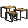 Stolik Nesting 3 pcs Brązowy i czarny Lite drewno mango i metal