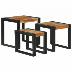 Stolik Nesting 3 pcs Lite drewno akacjowe i metal