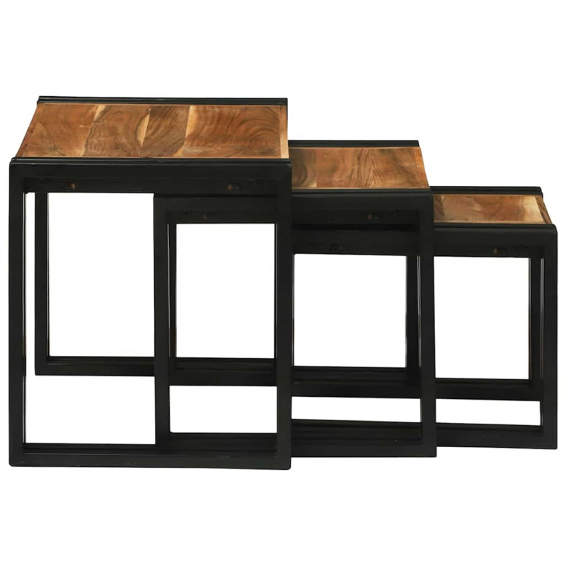 Stolik Nesting 3 pcs Lite drewno akacjowe i metal