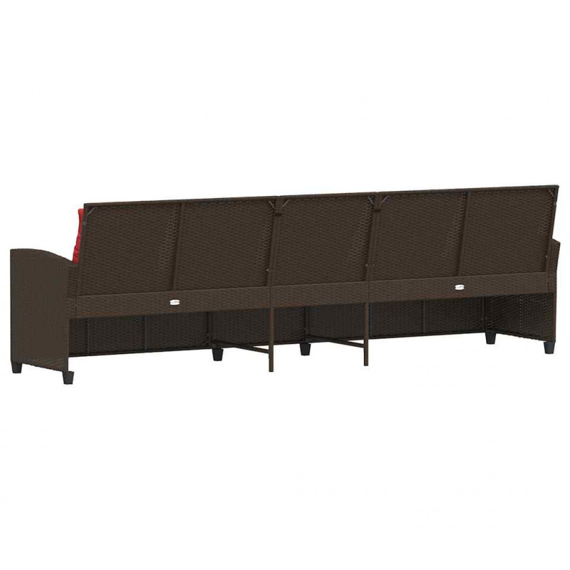 Sofa ogrodowa 5-osobowa z poduszkami Brązowy polirattan