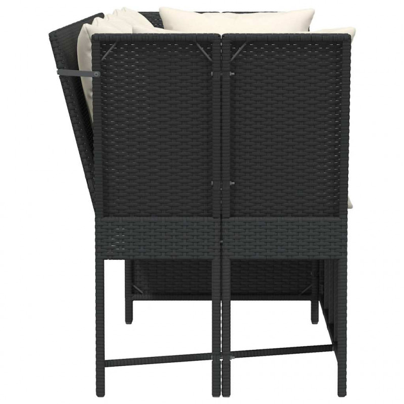 Fotel ogrodowy z poduszkami, rattan PE, czarny