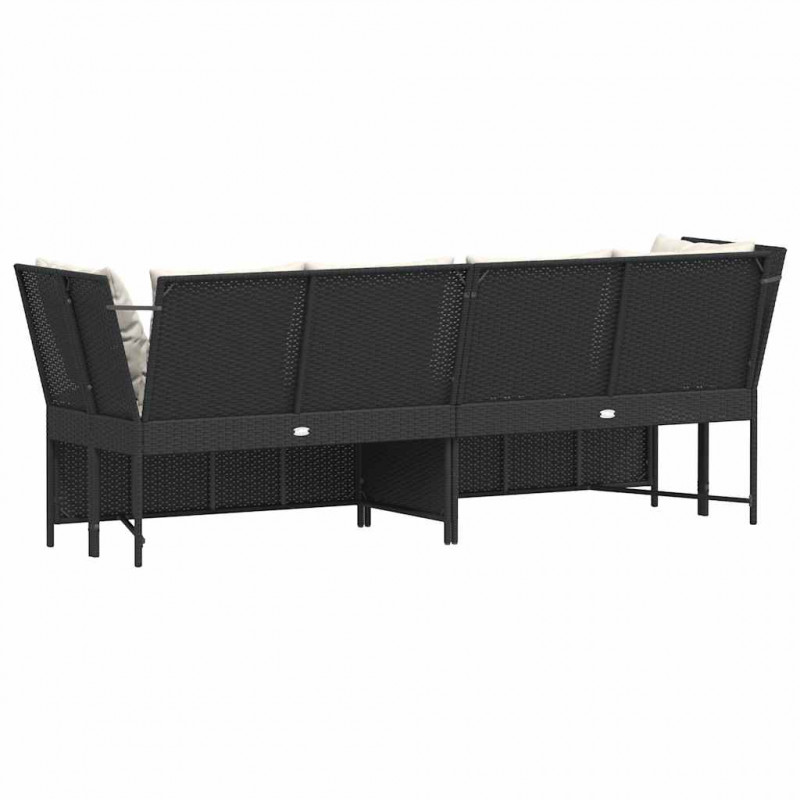 Fotel ogrodowy z poduszkami, rattan PE, czarny