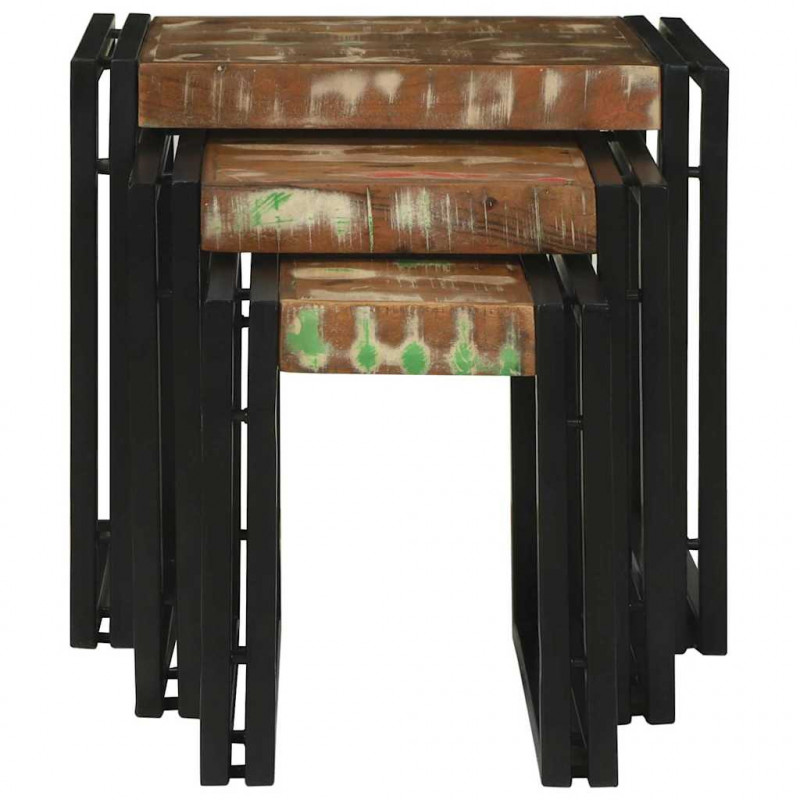 Stolik Nesting 3 pcs Lite drewno odzyskane i metal
