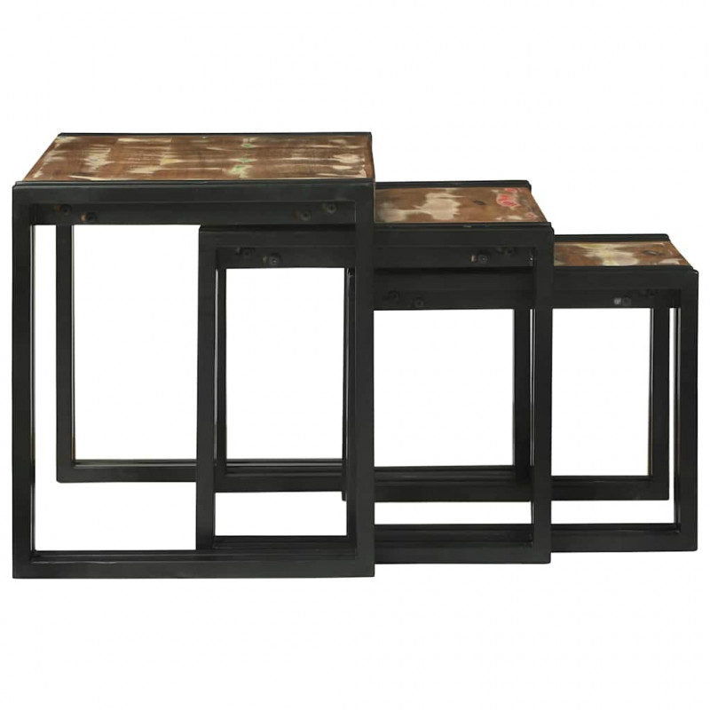 Stolik Nesting 3 pcs Lite drewno odzyskane i metal