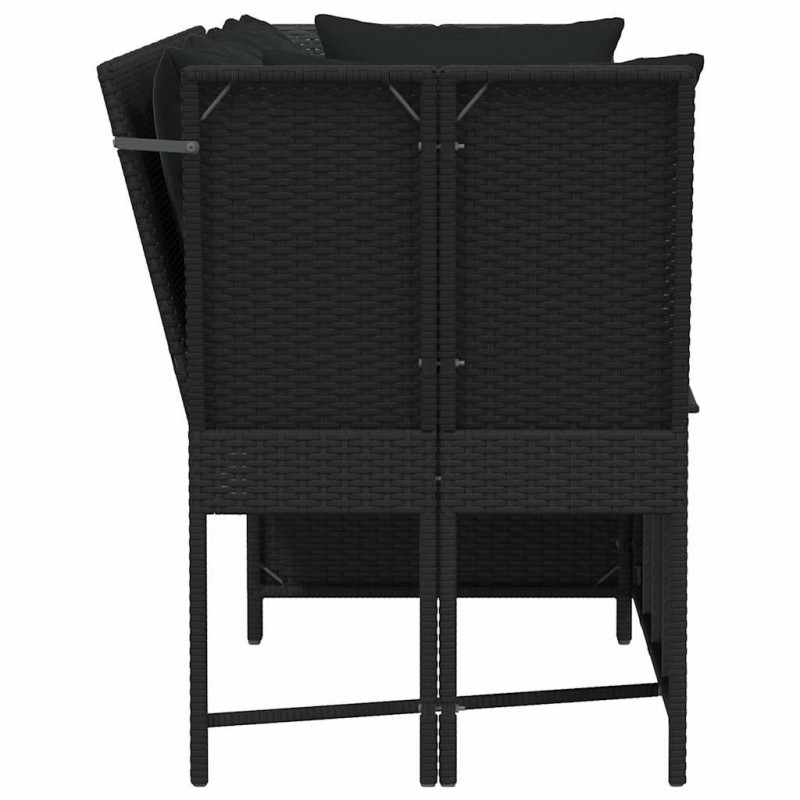 Fotel ogrodowy z poduszkami, rattan PE, czarny