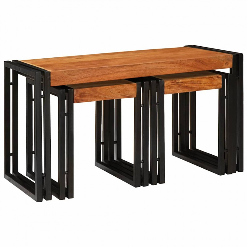 Stolik Nesting 3 pcs Lite drewno akacjowe i metal
