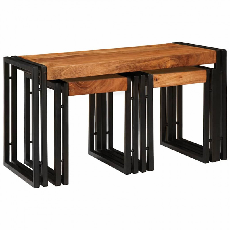 Stolik Nesting 3 pcs Lite drewno akacjowe i metal