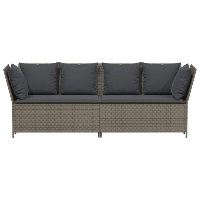 Sofa ogrodowa z poduszkami, szara, polirattanowa