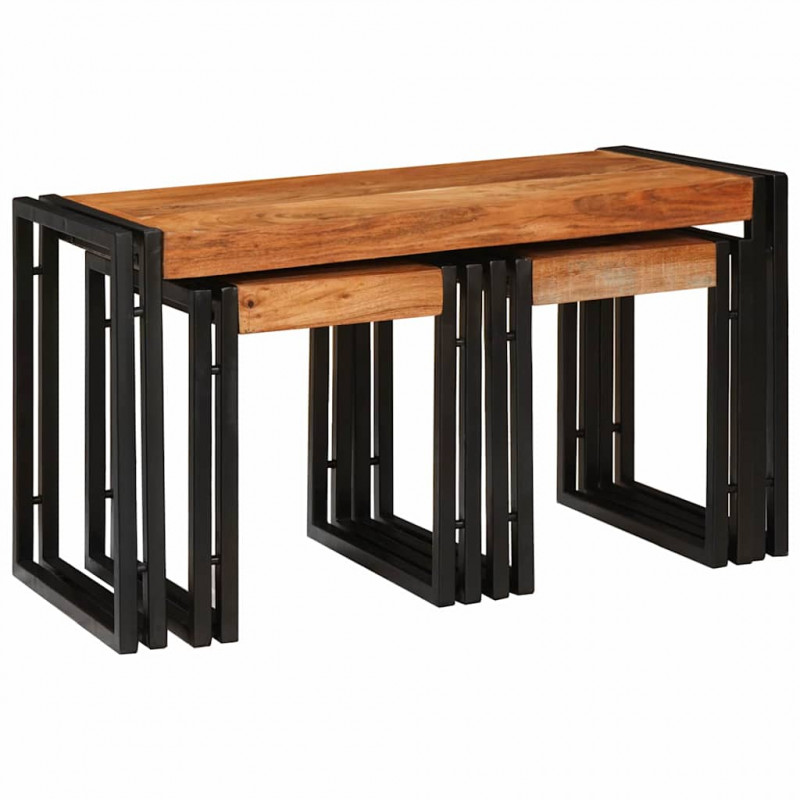 Stolik Nesting 3 pcs Lite drewno akacjowe i metal