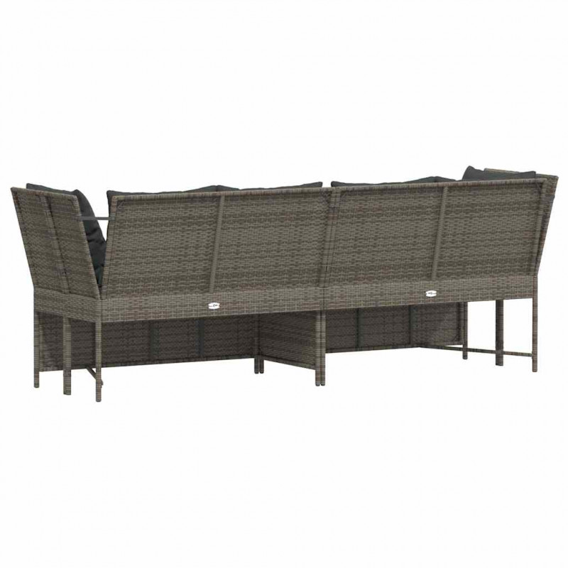 Sofa ogrodowa z poduszkami, szara, polirattanowa