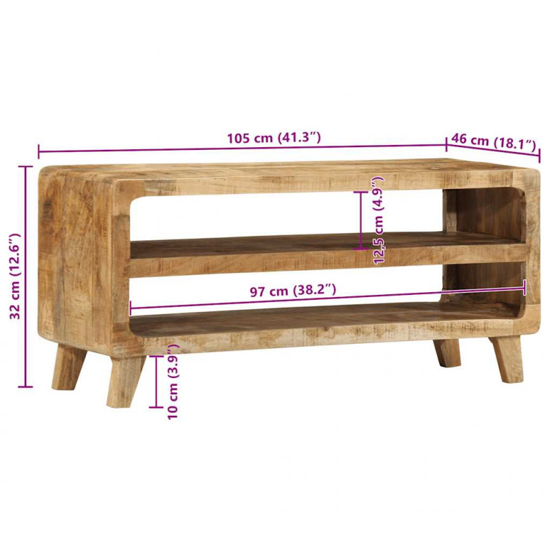 Szafka RTV 105x46x32 cm Drewno lite Surowe Mango