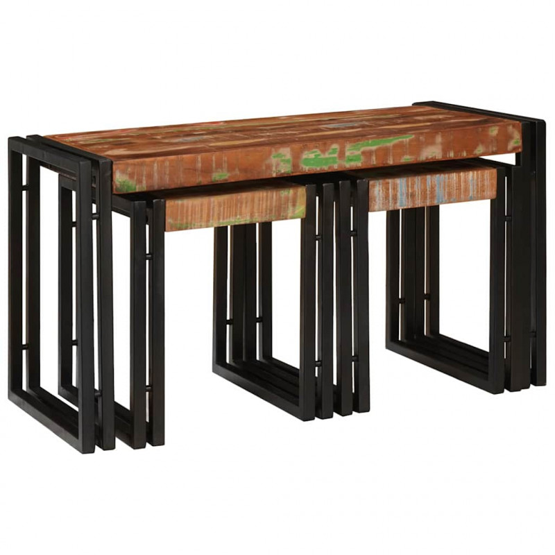 Stolik Nesting 3 pcs Lite drewno odzyskane i metal