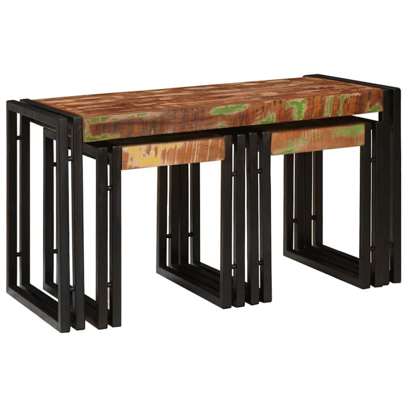 Stolik Nesting 3 pcs Lite drewno odzyskane i metal