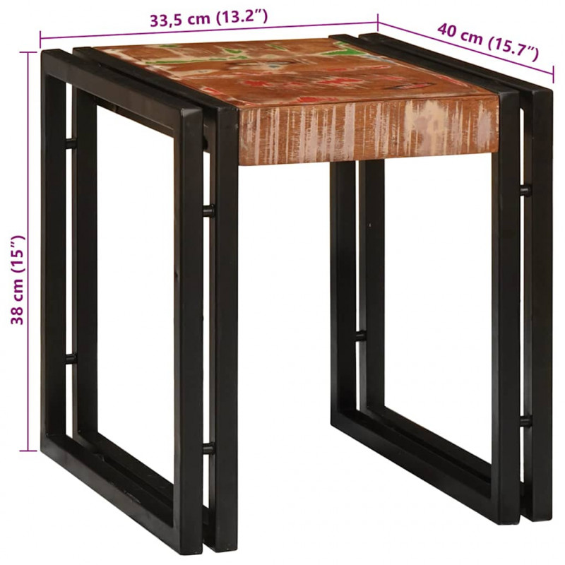 Stolik Nesting 3 pcs Lite drewno odzyskane i metal