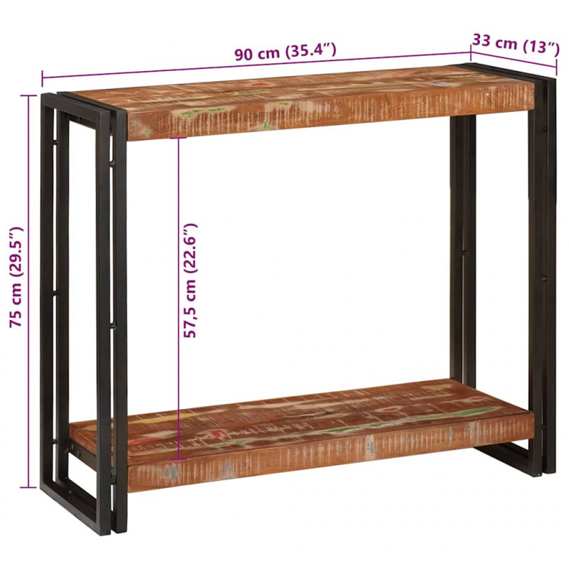 Konsola Wielokolorowe 90 x 33 x 75 cm Lite Drewno Recyklingowe