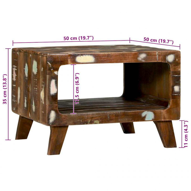 Stolik kawowy 50 x 50 x 35 cm Lite Drewno Recyklingowe