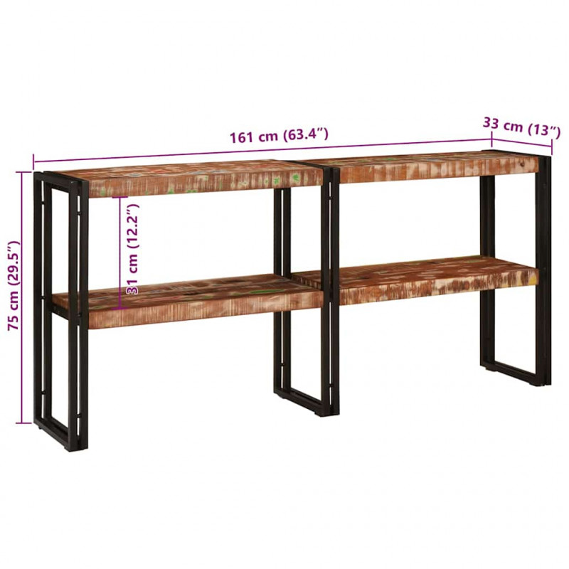 Konsola Wielokolorowe 160 x 33 x 75 cm Lite Drewno Recyklingowe