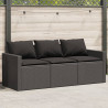 Sofa ogrodowa z poduszkami, 3-osobowa, czarna, polirattan