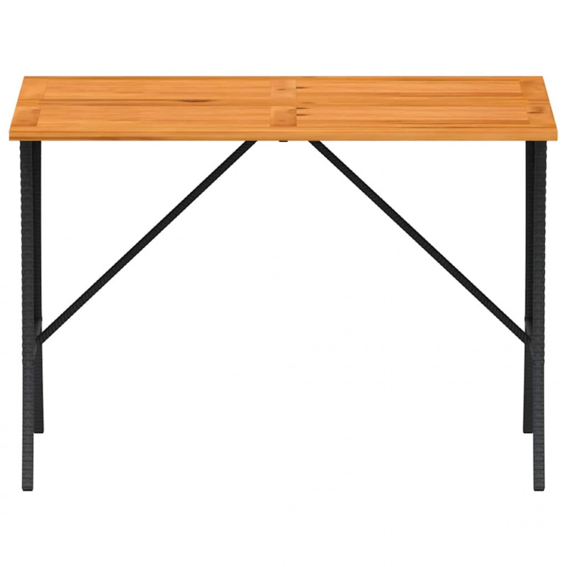 Stół ogrodowy z blatem z drewna akacjowego czarny 105x75x72 cm