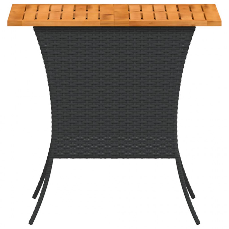 Stół ogrodowy z blatem z drewna akacjowego czarny 105x75x72 cm