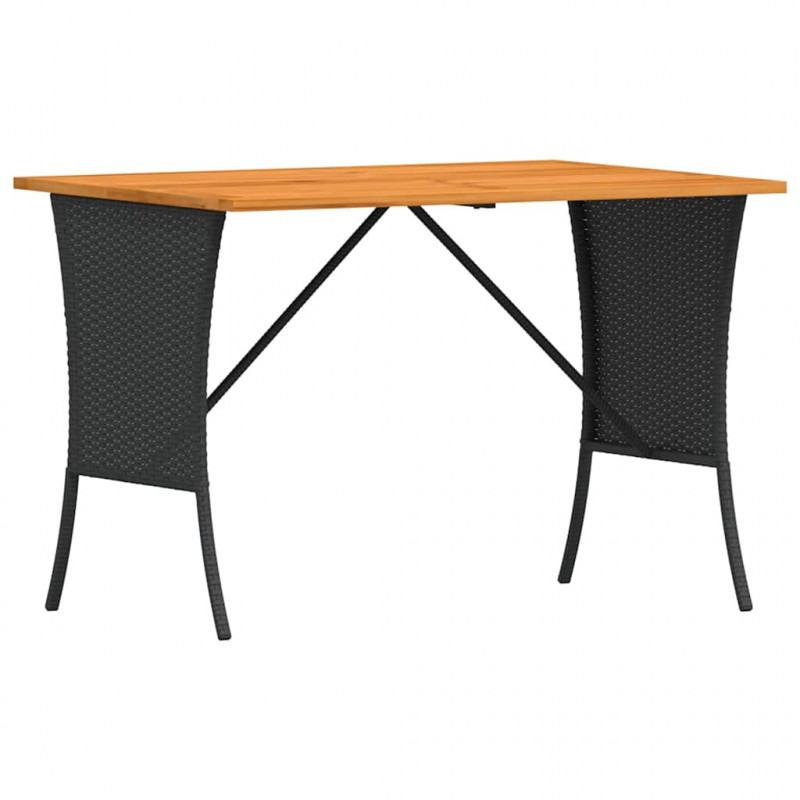 Stół ogrodowy z blatem z drewna akacjowego czarny 105x75x72 cm