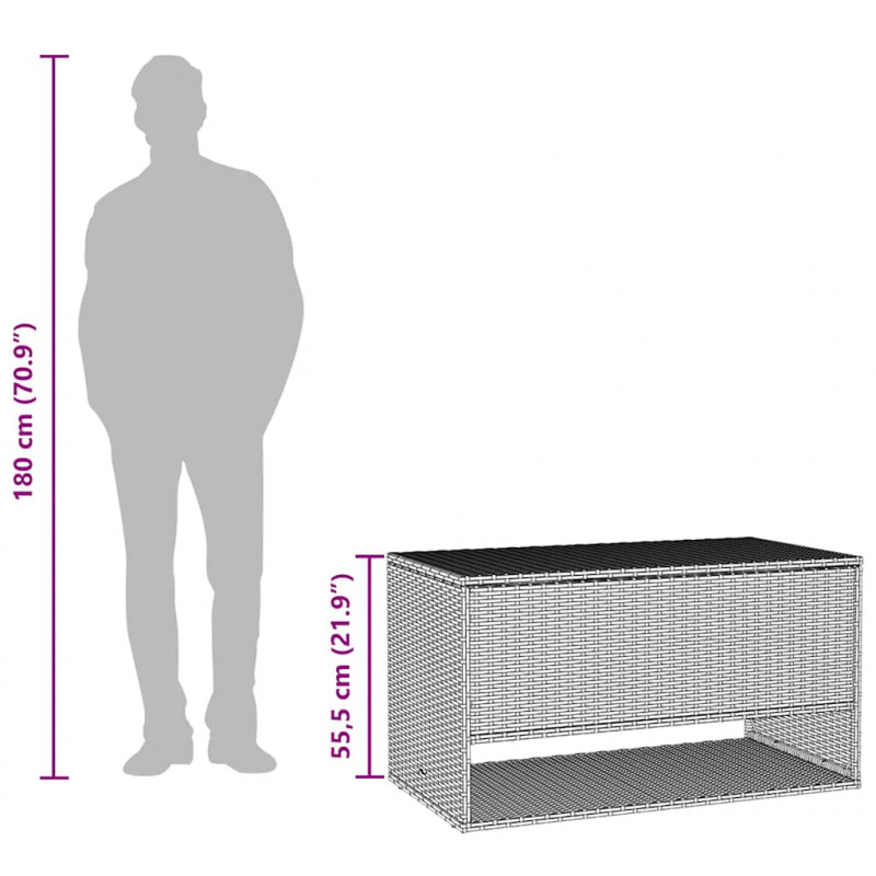 Pudełko na poduszki ogrodowe czarne 100x55x55,5 cm polirattan
