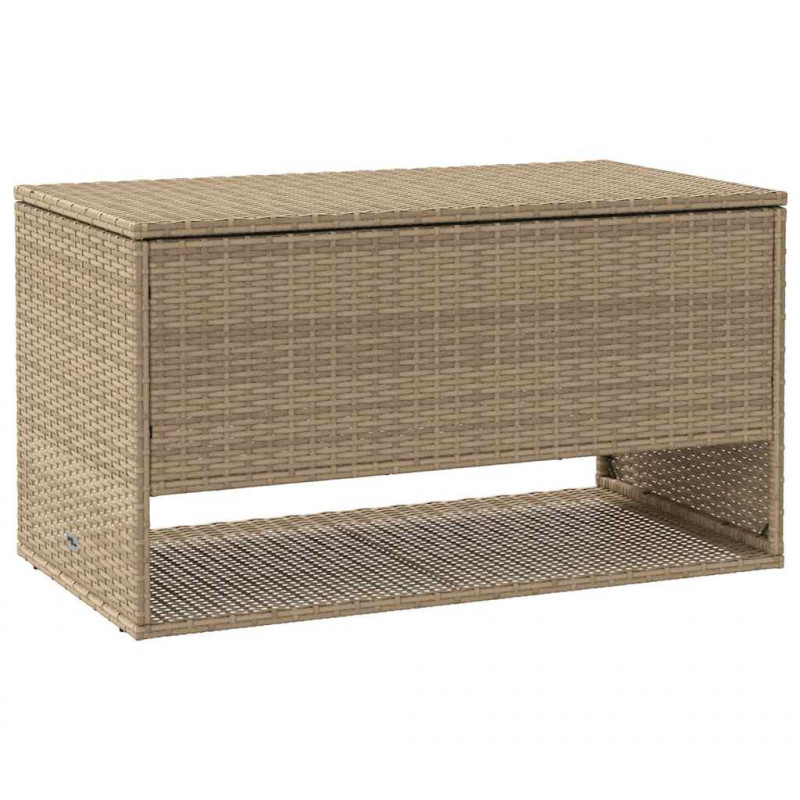 Skrzynka na poduszki ogrodowe beżowa 100x55x55,5 cm polirattan