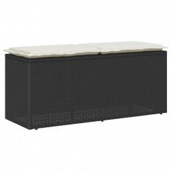 Ławka ogrodowa z poduszką Czarna 110x40x44 cm Polirattan