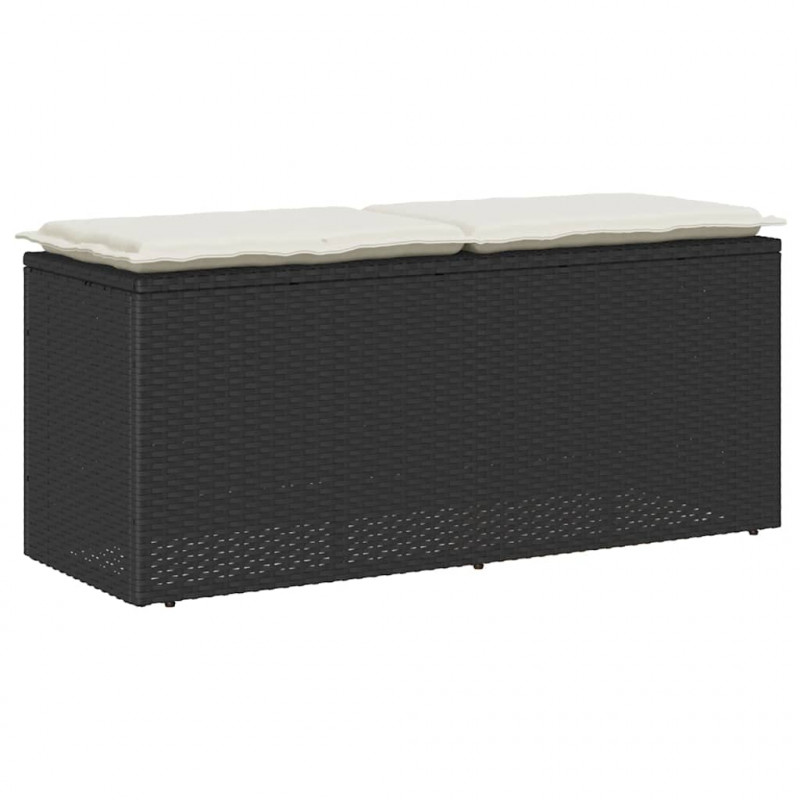 Ławka ogrodowa z poduszką Czarna 110x40x44 cm Polirattan